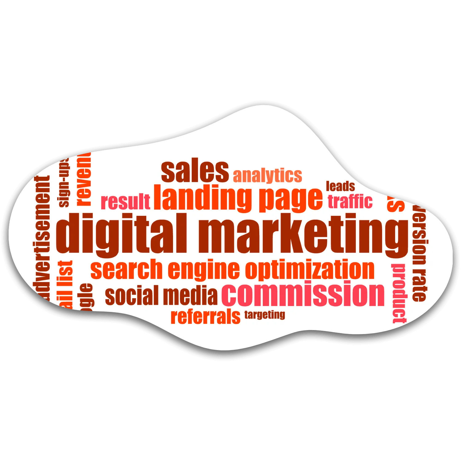 白底上交错着许多与digital marketing相关的单词，中间最突出的是digital marketing。