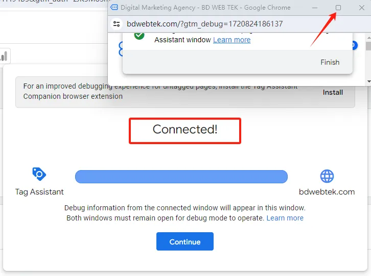 GTM Connected 连接成功提示