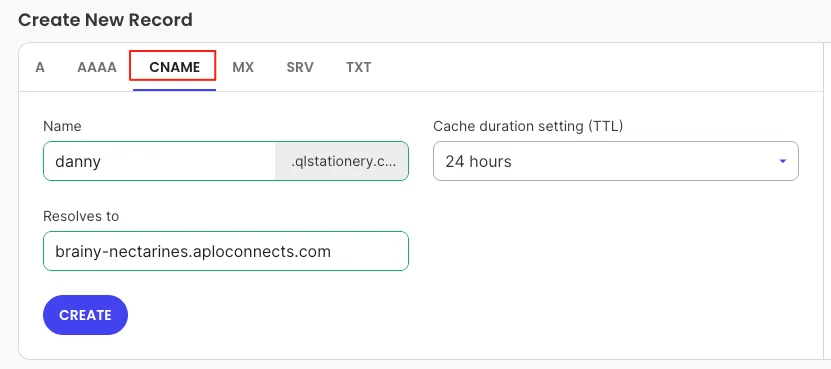 在域名解析中添加 tracking 子域名的 CNAME 记录。