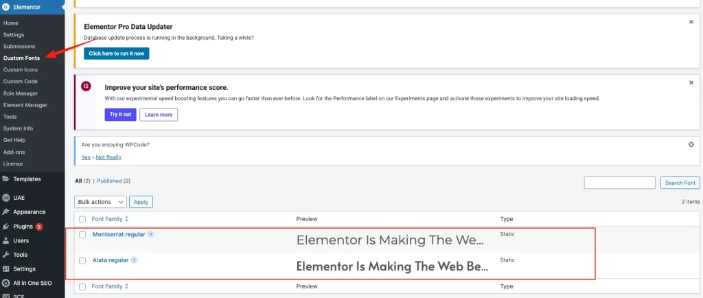 Elementor Pro 自定义字体上传