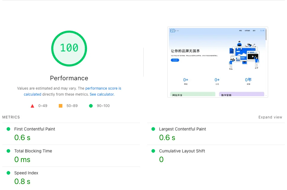 Google PageSpeed Insights 报告示例
