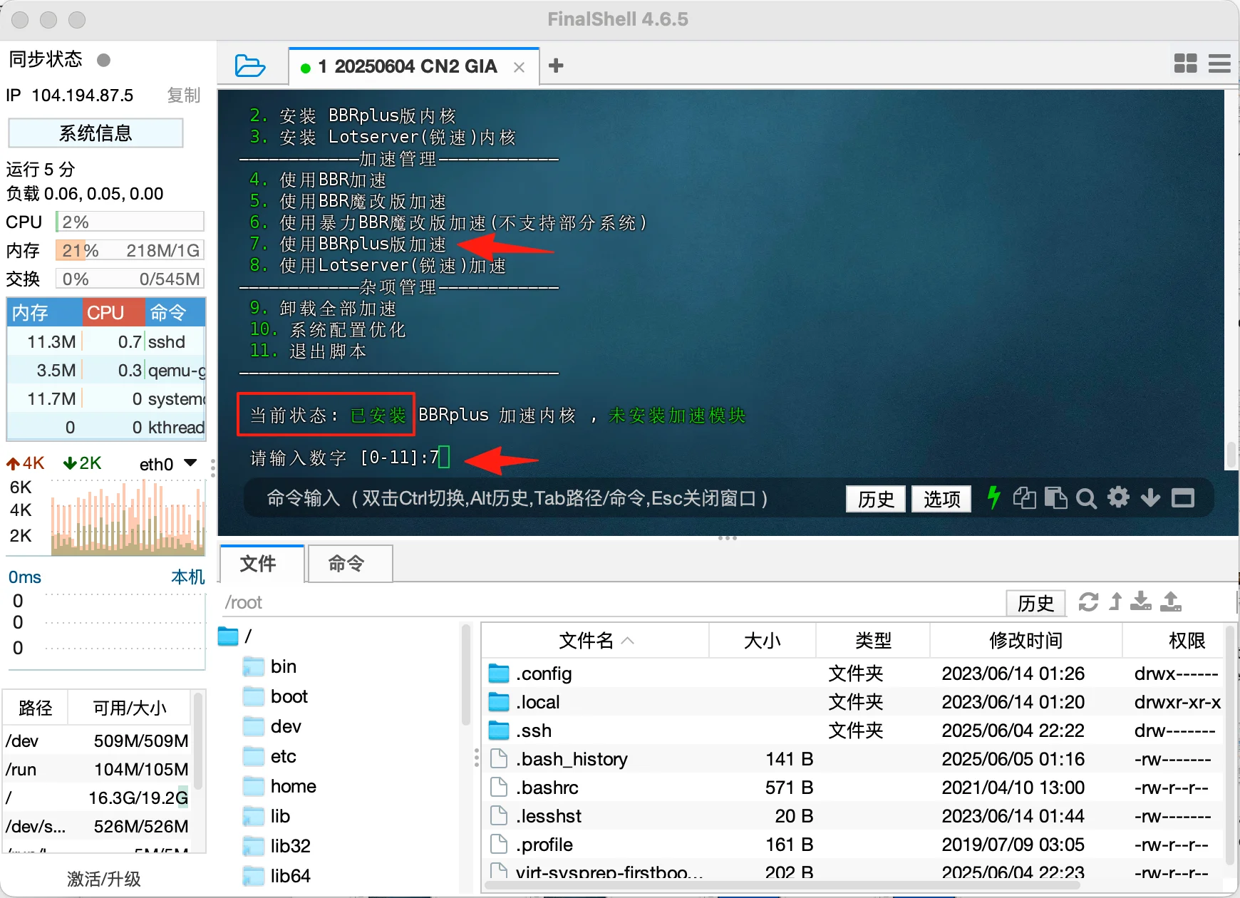 启动 BBR Plus