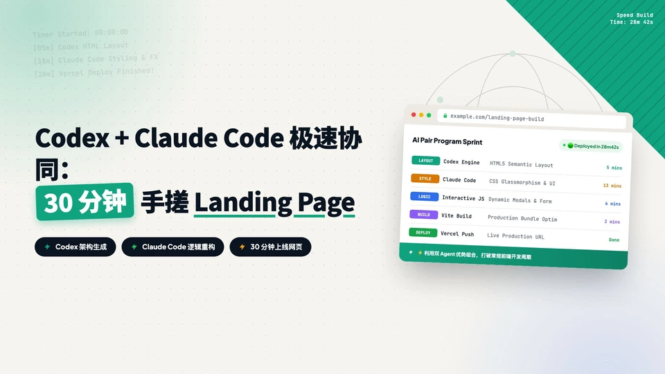我用 Codex 和 Claude Code 把 Landing Page 制作压到了 30 分钟