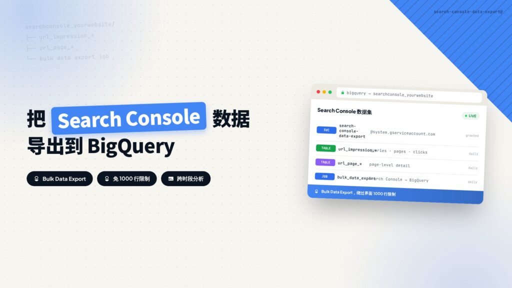 如何把 Google Search Console 数据导出到 BigQuery？ 教程封面