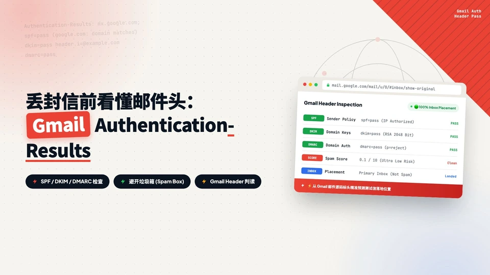 我靠 Gmail Authentication-Results 判断测试信会不会进垃圾箱