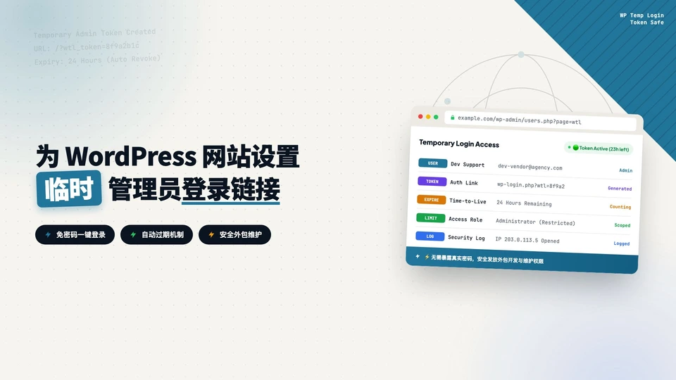 为WordPress网站设置临时管理员登录链接