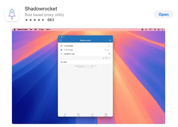 在 App Store 里搜索并安装 Shadowrocket 客户端